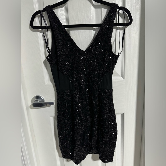 Bebe black sequin mesh mini dress - Picture 2 of 4